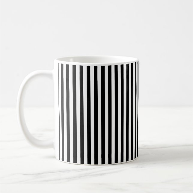Svart och vitt litet Lodrät Rand Mönster Kaffemugg (Vänster)