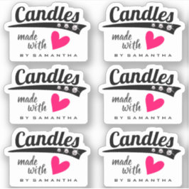 Svart och vitt ljus med Kärlek Rosa Heart Candles Klistermärken