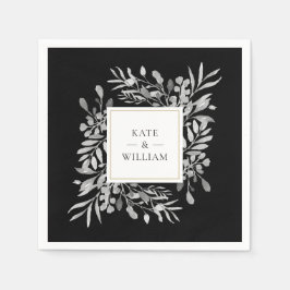 Svart Och Vitt Löv Guld Pappersservett