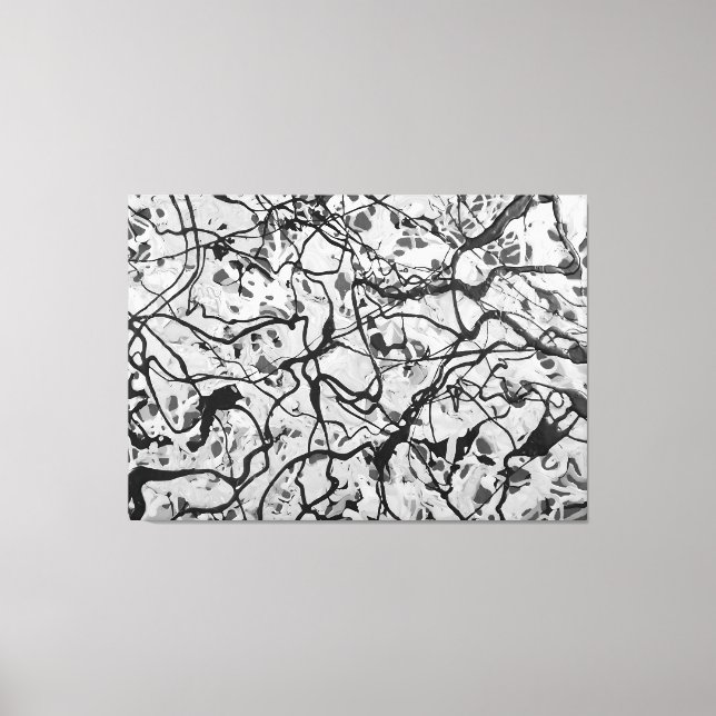 SVART OCH VITT LVI - Åtgärdsmålning - Abstrakt- Canvastryck (Framsida)