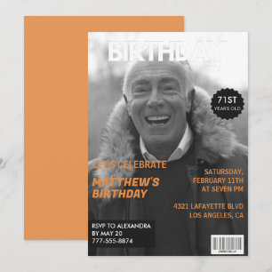 Svart och vitt Magazine Redaktionellt 71-årsdag Inbjudningar