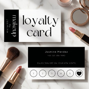 Svart Och Vitt Makeup Klientlojalitetskort Visitkort