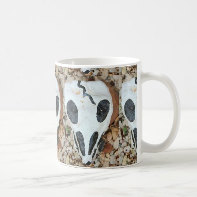 Svart och vitt målat skalle kaffemugg (Höger)