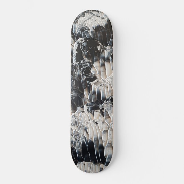 Svart och vitt målat Swirls Skateboard Deck (Framsida)