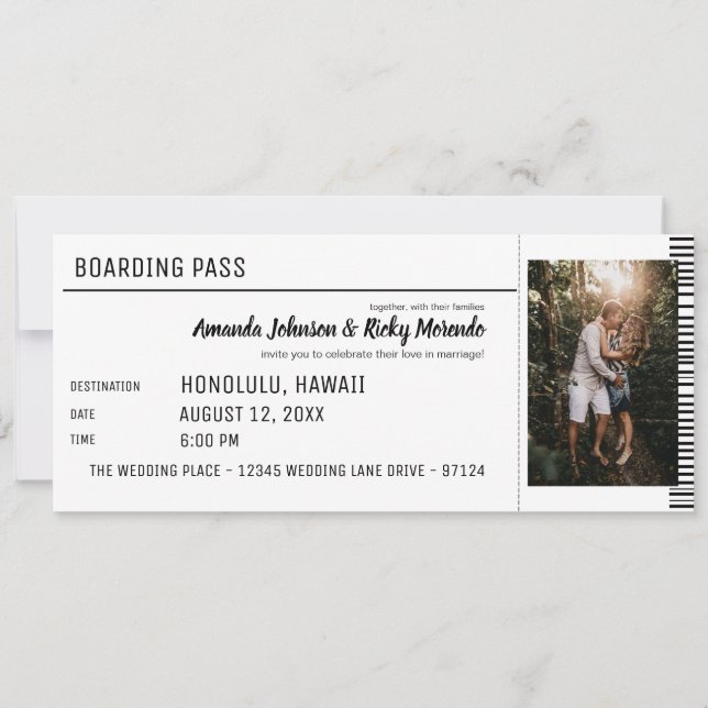 Svart och vitt målbröllop med foto inbjudningar (Framsida)