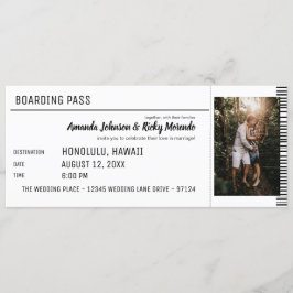 Svart och vitt målbröllop med foto inbjudningar