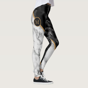 Svart och vitt marmorbalt i Brev Leggings