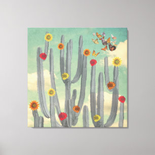 Svart och vitt med blommor Collage Art Canvastryck