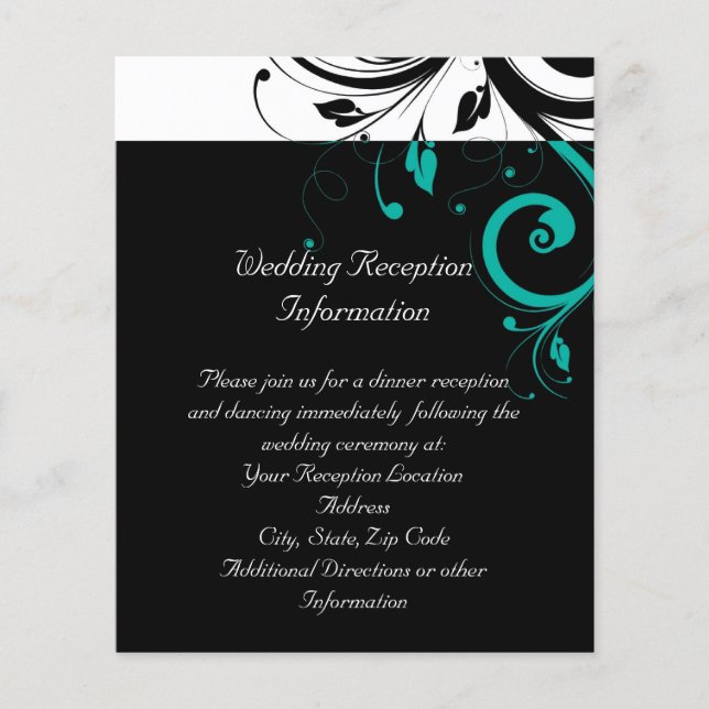 Svart och vitt med Teal Reverse Swirl (Framsida)