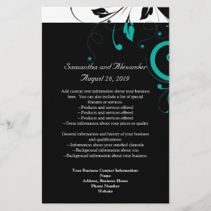 Svart och vitt med Teal Reverse Swirl Flygblad
