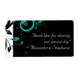 Svart och vitt med Teal Reverse Swirl Fraktsedel