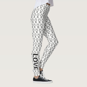 Svart och vitt medvetandegörande Ribbon Art Leggin Leggings