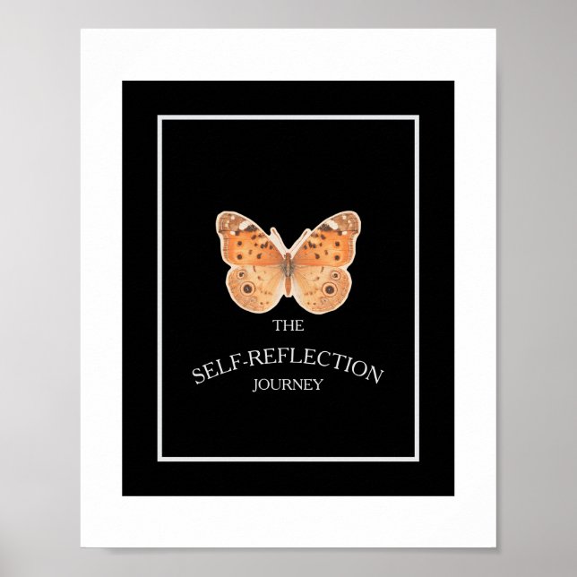Svart och Vitt Minimal Självreflekterande Guidad  Poster (Framsidan)