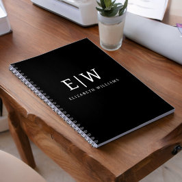 Svart och Vitt Minimalistisk Modernt Monogram Anteckningsbok