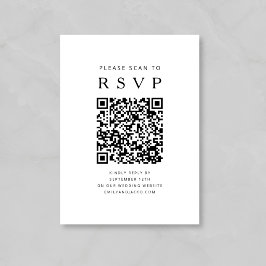 Svart Och Vitt Minimalistiskt Bröllops QR-kod Tilläggskort