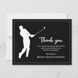Svart och vitt minimalistiskt golfminnesmärke begr tack kort