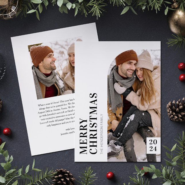 Svart och vitt, minimalistiskt julfoto julkort (Skapare uppladdad)