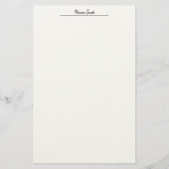 Svart och vitt, minimalistiskt namn brevpapper (Framsida)