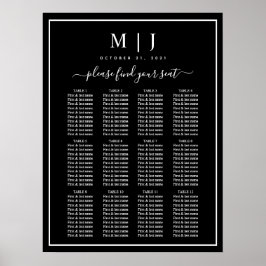 Svart och vitt minimalistiskt sittdiagram i Bröllo Poster