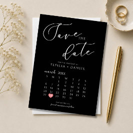 Svart och Vitt Minimalistiskt Spara Datum-kalender Inbjudningar