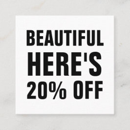 Svart och vitt minimalistiskt trendig enkelt rabattkort