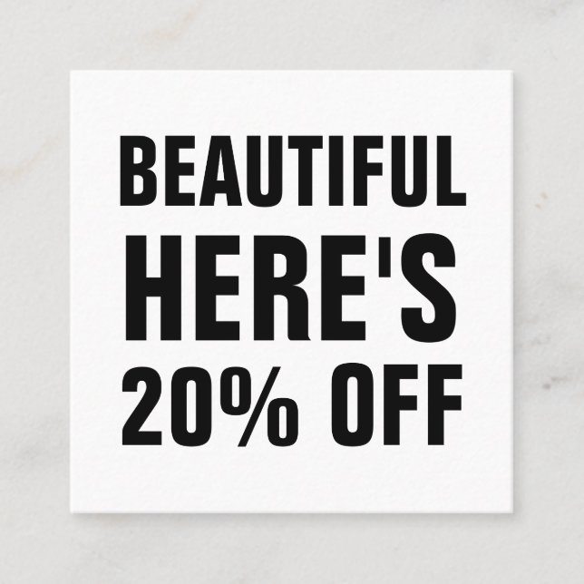 Svart och vitt minimalistiskt trendig enkelt rabattkort (Framsida)