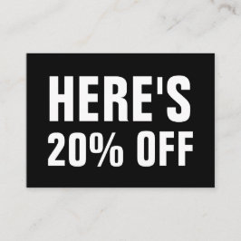 Svart och vitt minimirabatt rabattkort
