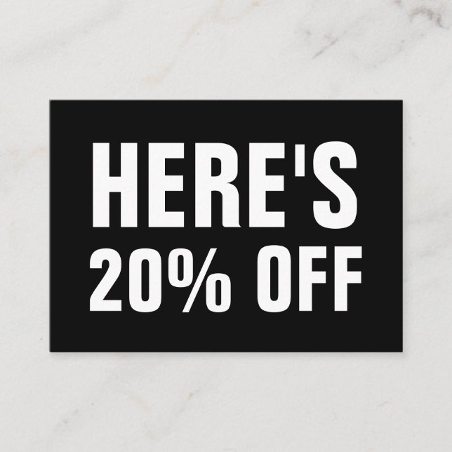 Svart och vitt minimirabatt rabattkort (Framsida)