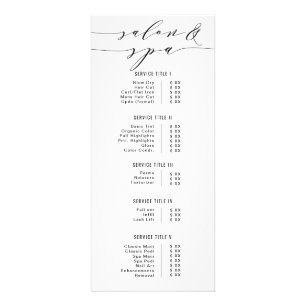 Svart och vitt Modern Calligraphy Salon Spa Prisar Reklamkort