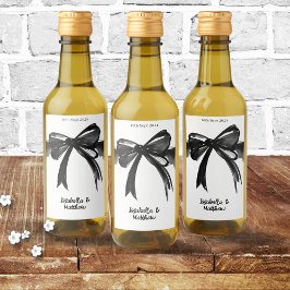 Svart och vitt, modern Chic, Cute Bow-bröllopsförm Vinetikett