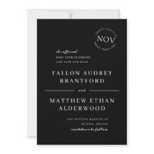 Svart och vitt modern datumförsegling Spara datum