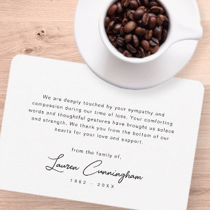 Svart och vitt, modern, enkel begravning tack kort