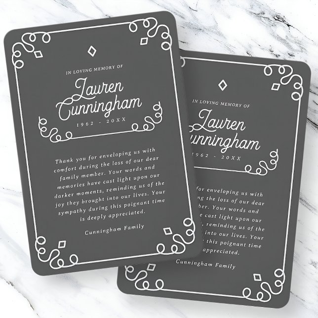 Svart och vitt, modern, enkel begravning tack kort (Skapare uppladdad)