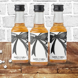 Svart och vitt, modern, jättekul knallbänksbröllop spritflaskor etikett