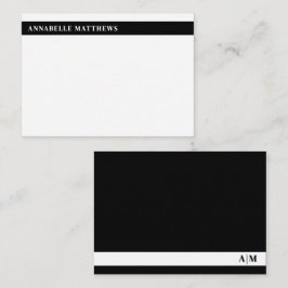 Svart Och Vitt Modern Minimalistisk Monogram Anteckningskort