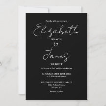 Svart och vitt modern minimalistisk script bröllop