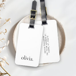 Svart och vitt Modern Monogram Namn enkelt Bagagebricka