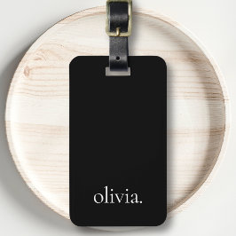 Svart och vitt Modern Monogram Namn enkelt Bagagebricka