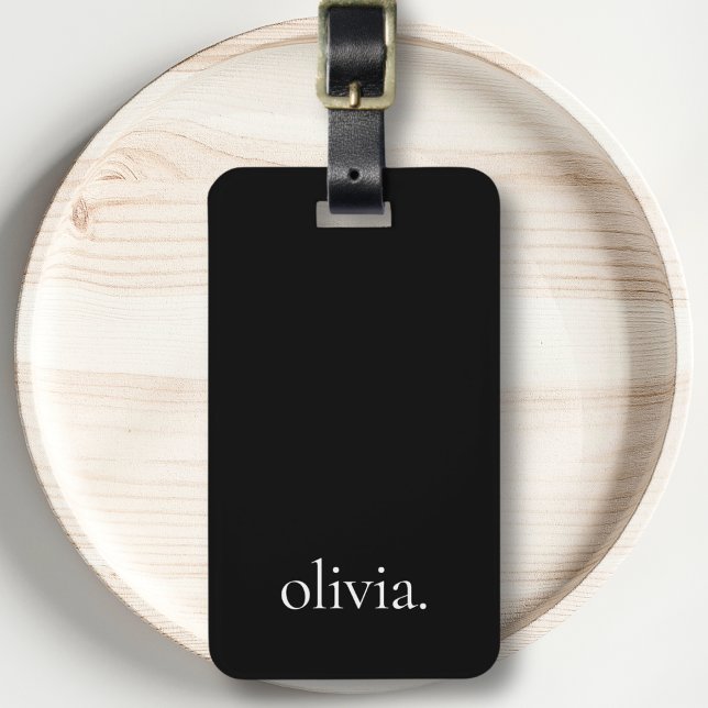 Svart och vitt Modern Monogram Namn enkelt Bagagebricka (Skapare uppladdad)