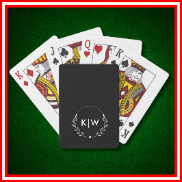 Svart och Vitt | Moderna Initialer Monogram Casinokort