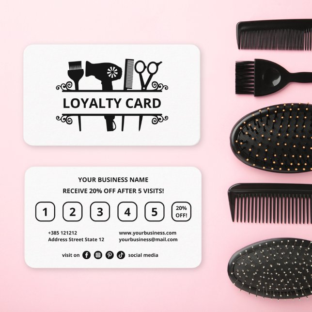 Svart och vitt, modernt hefacklerförmånskort lojalitetskort (Skapare uppladdad)