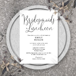 Svart och vitt modernt manus Brudtärnor Luncheon Inbjudningar