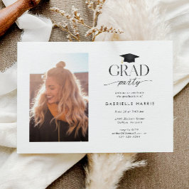 Svart och vitt, modernt skriptfoto inbjudningar