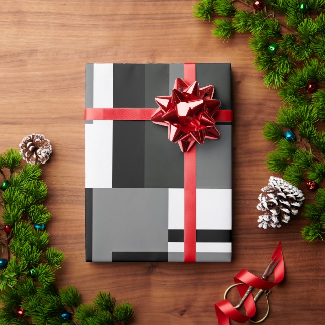 Svart Och Vitt Mondrian Stil Abstrakt Geometrisk Presentpapper (Julgåva)