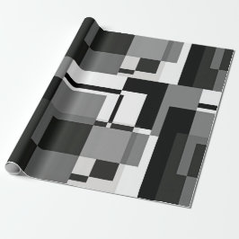 Svart Och Vitt Mondrian Stil Abstrakt Geometrisk Presentpapper