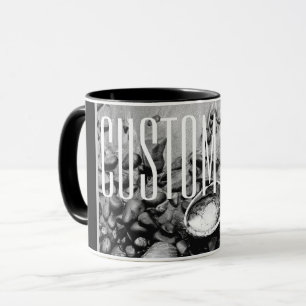 SVART OCH VITT MONOCHROME BEACH PHOTO SNÄCKA STONE MUGG