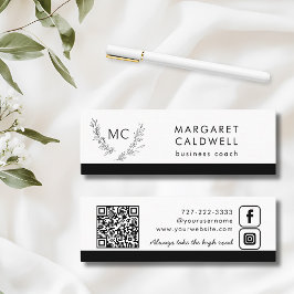 Svart och vitt Monogram andedräkt Mini Visitkort