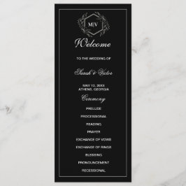 Svart och vitt Monogram-programkort för dubbla Program