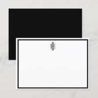 Svart och vitt monogrammat platt anteckningskort