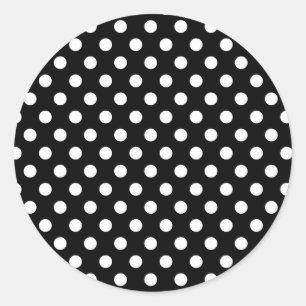 Svart och vitt Mönster-kort av Retro Polka dots Runt Klistermärke